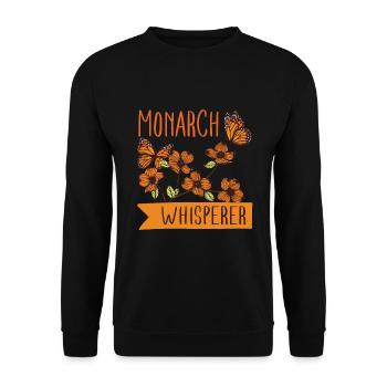 Schmetterling Monarchfalter Butterfly - Unisex Pullover - Schwarz - Vorne - Alina (178cm) & Michal (187cm)