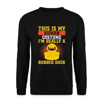 Gummiente Ente - Unisex Pullover - Schwarz - Vorne - Alina (178cm) & Michal (187cm)