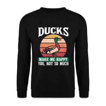Ente Retro Entchen - Unisex Pullover - Schwarz - Vorne - Alina (178cm) & Michal (187cm)