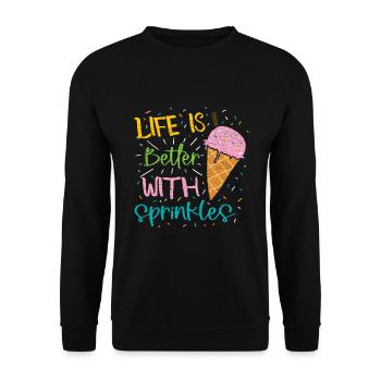 Eis Eiscreme Ice Cream - Unisex Pullover - Schwarz - Vorne - Alina (178cm) & Michal (187cm)