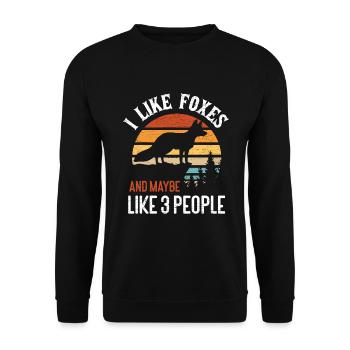 Retro Fuchs Füchse - Unisex Pullover - Schwarz - Vorne - Alina (178cm) & Michal (187cm)