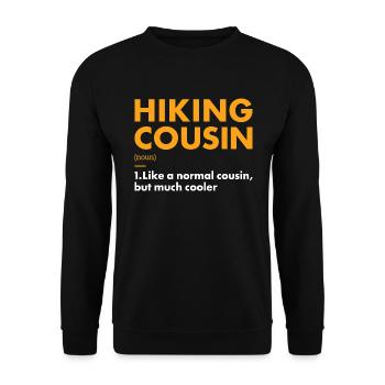 Hiker Cousin Definition Hiking - Unisex Pullover - Schwarz - Vorne - Alina (178cm) & Michal (187cm)
