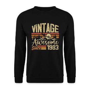 Vintage 1983 Rétro Cadeau D’anniversaire 1983 - Sweat-shirt Unisexe - noir - Devant - Alina (178cm) & Michal (187cm)