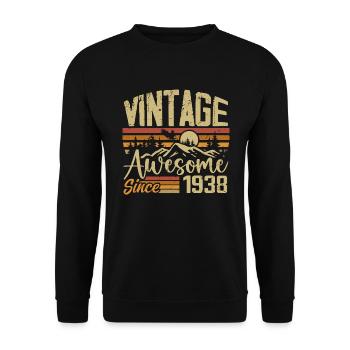 Jahrgang 1938 Retro 1938 Geburtstagsgeschenk - Unisex Pullover - Schwarz - Vorne - Alina (178cm) & Michal (187cm)