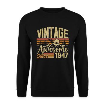Vintage 1947 Rétro Cadeau D’anniversaire 1947 - Sweat-shirt Unisexe - noir - Devant - Alina (178cm) & Michal (187cm)
