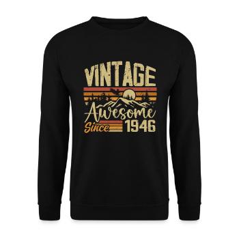 Vintage 1946 Retro 1946 Birthday Gift - Unisex Sweatshirt - black - Front - Alina (178cm) & Michal (187cm)