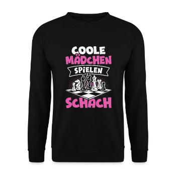 Schachspieler Coole Mädchen spielen Schach - Unisex Pullover - Schwarz - Vorne - Alina (178cm) & Michal (187cm)