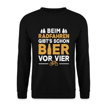 Fahrrad Radfahrer Bier Saufen - Unisex Pullover - Schwarz - Vorne - Alina (178cm) & Michal (187cm)