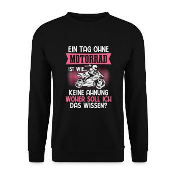 Motorrad Frau Bikerin Motorradfahrerin - Unisex Pullover - Schwarz - Vorne - Alina (178cm) & Michal (187cm)