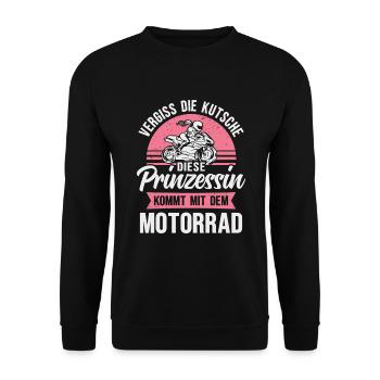 Motorrad Prinzessin Bikerin Motorradfahrerin - Unisex Pullover - Schwarz - Vorne - Alina (178cm) & Michal (187cm)