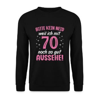 70. Geburtstag 70 Jahre Geburtstagsgeschenk Frauen - Unisex Pullover - Schwarz - Vorne - Alina (178cm) & Michal (187cm)