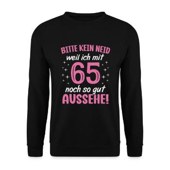 65. Geburtstag 65 Jahre Geburtstagsgeschenk Frauen - Unisex Pullover - Schwarz - Vorne - Alina (178cm) & Michal (187cm)