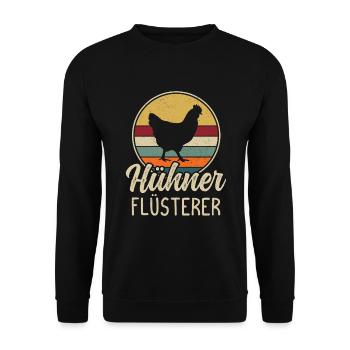 Hühner Flüsterer Bauer Landwirt Huhn Hahn - Unisex Pullover - Schwarz - Vorne - Alina (178cm) & Michal (187cm)