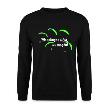Wir springen nicht, wir fliegen! - Unisex Pullover - Schwarz - Vorne - Alina (178cm) & Michal (187cm)
