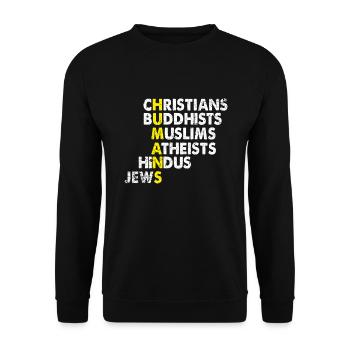 Égalité des religions - Sweat-shirt Unisexe - noir - Devant - Alina (178cm) & Michal (187cm)