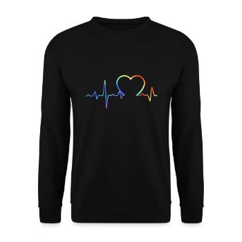 Rainbow Heartbeat Pride - Unisex Sweatshirt - black - Front - Alina (178cm) & Michal (187cm)