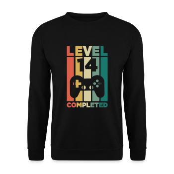 14th birthday gamer level 14 gift - Unisex Sweatshirt - black - Front - Alina (178cm) & Michal (187cm)