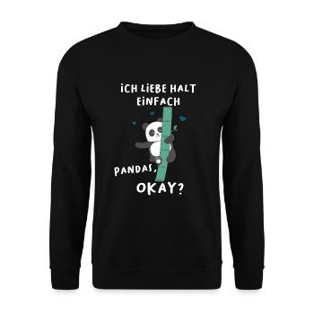 Panda Bambus Ich Liebe Pandas Pandabär - Unisex Pullover - Schwarz - Vorne - Alina (178cm) & Michal (187cm)