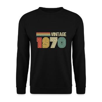 Cadeau 52ème Anniversaire Rétro 1970 Vintage - Sweat-shirt Unisexe - noir - Devant - Alina (178cm) & Michal (187cm)