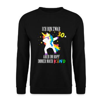 Ü30 Party Einhorn 30. Geburtstag Geschenk Dabbing - Unisex Pullover - Schwarz - Vorne - Alina (178cm) & Michal (187cm)