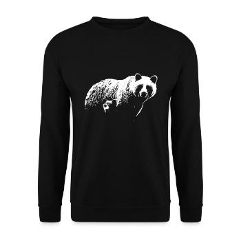 Fotorealistischer Bär - Unisex Pullover - Schwarz - Vorne - Alina (178cm) & Michal (187cm)