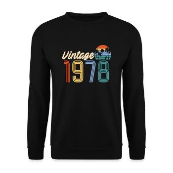 44. Geburtstag 1978 Vintage Jahrgang - Unisex Pullover - Schwarz - Vorne - Alina (178cm) & Michal (187cm)