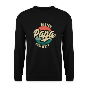 Bester Papa der Welt Vintage Retro Vatertag - Unisex Pullover - Schwarz - Vorne - Alina (178cm) & Michal (187cm)