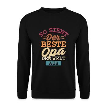 So Sieht Der Beste Opa Der Welt Aus Retro Geschenk - Unisex Pullover - Schwarz - Vorne - Alina (178cm) & Michal (187cm)