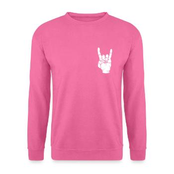 Rocker Teufelshorn Herzschlag Metal Hand Geschenk - Unisex Pullover - Pink - Vorne