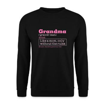 Grandma definition for grandmother granny mom - Unisex Pullover - Schwarz - Vorne - Alina (178cm) & Michal (187cm)
