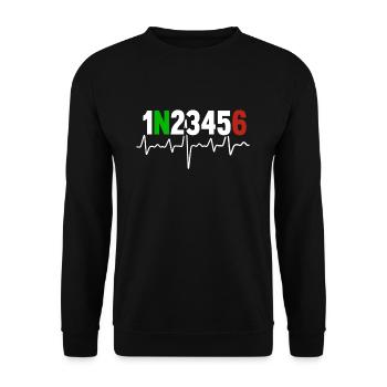 Motorcycle heartbeat gear shift biker gift - Unisex Sweatshirt - black - Front - Alina (178cm) & Michal (187cm)