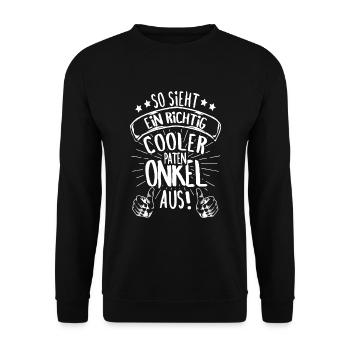 So sieht ein richtig cooler Paten Onkel aus - Unisex Pullover - Schwarz - Vorne - Alina (178cm) & Michal (187cm)