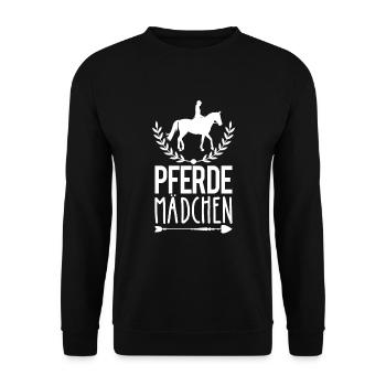Pferde Mädchen Reiterin Reiten Spruch Geschenk - Unisex Pullover - Schwarz - Vorne - Alina (178cm) & Michal (187cm)