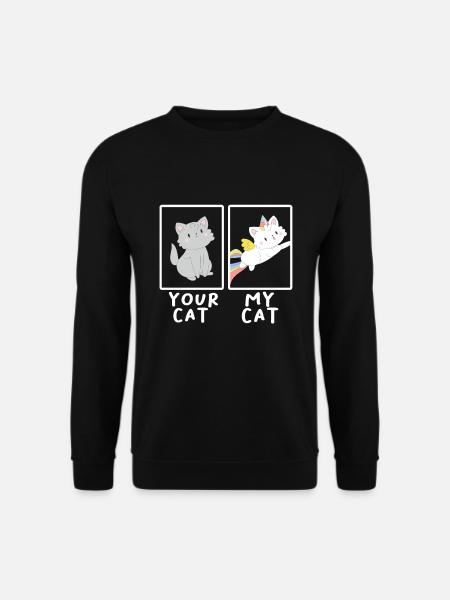 Einhorn Katze Lustige Bunte Einhorn-Katze Geschenk - Unisex Pullover - Schwarz