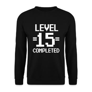 Fête du 15ème anniversaire Rétro Niveau 15 Ans - Sweat-shirt Unisexe - noir - Devant - Alina (178cm) & Michal (187cm)