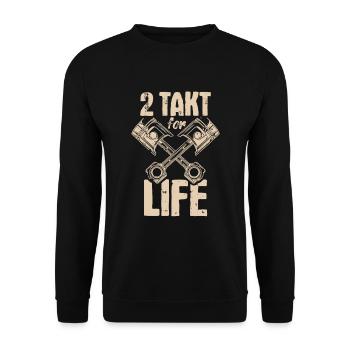 2 Takt for Life DDR Moped Pistons Oldschool - Unisex Sweatshirt - black - Front - Alina (178cm) & Michal (187cm)