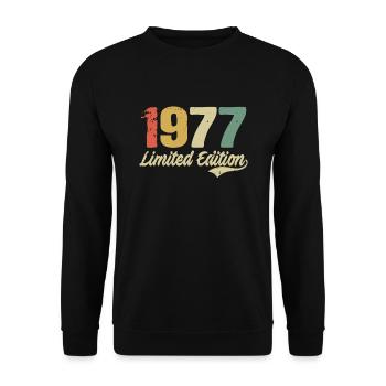 45th birthday 45 years gift born in 1977 - Unisex Sweatshirt - black - Front - Alina (178cm) & Michal (187cm)