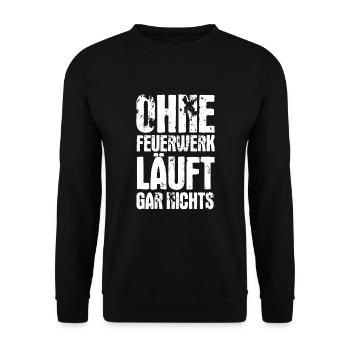 Feuerwerk Pyromane Silvester Pyro Pyrotechnik - Unisex Pullover - Schwarz - Vorne - Alina (178cm) & Michal (187cm)