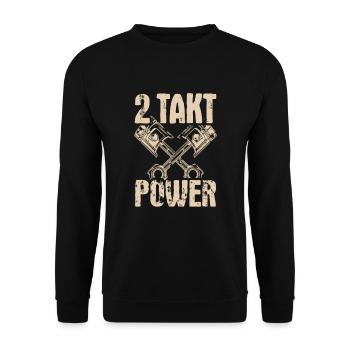 2 Takt Power DDR Moped Kolben Oldschool Geschenk - Unisex Pullover - Schwarz - Vorne - Alina (178cm) & Michal (187cm)