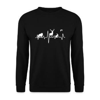 Hunting heartbeat forest gift - Unisex Sweatshirt - black - Front - Alina (178cm) & Michal (187cm)
