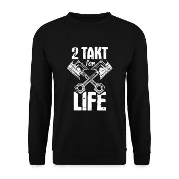 2 Takt for Life DDR Moped Kolben Oldschool - Unisex Pullover - Schwarz - Vorne - Alina (178cm) & Michal (187cm)