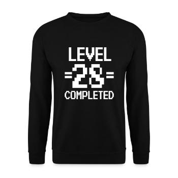 28. Geburtstag Retro Level 28 Jahre Party - Unisex Pullover - Schwarz - Vorne - Alina (178cm) & Michal (187cm)