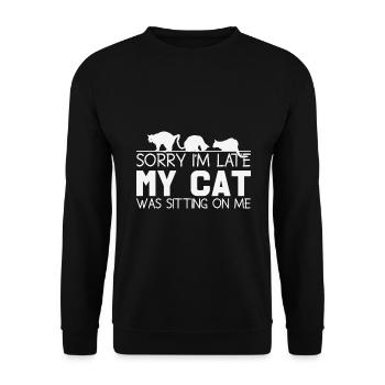 Désolé d'être en retard Mon chat était assis sur - Sweat-shirt Unisexe - noir - Devant - Alina (178cm) & Michal (187cm)