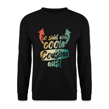 So sieht eine coole Cousine aus Vintage Retro - Unisex Pullover - Schwarz - Vorne - Alina (178cm) & Michal (187cm)