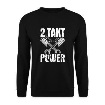 2 Takt Power DDR Moped Kolben Oldschool Geschenk - Unisex Pullover - Schwarz - Vorne - Alina (178cm) & Michal (187cm)