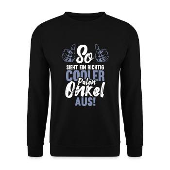 So Sieht ein Cooler Patenonkel aus Onkel Vintage - Unisex Pullover - Schwarz - Vorne - Alina (178cm) & Michal (187cm)