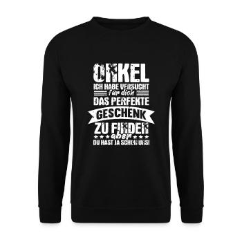 Onkel Geschenk Spruch Partenonkel Vintage - Unisex Pullover - Schwarz - Vorne - Alina (178cm) & Michal (187cm)