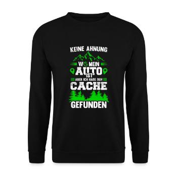 Geocacher Radar Lustiger Geocaching Spruch - Unisex Pullover - Schwarz - Vorne - Alina (178cm) & Michal (187cm)