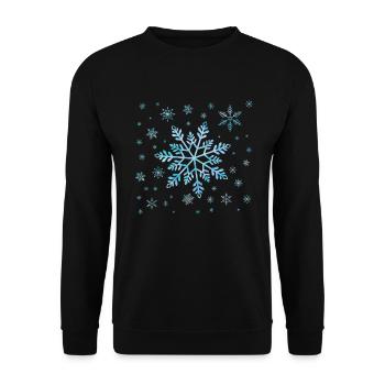 Schneeflocken und Eiskristalle - Unisex Pullover - Schwarz - Vorne - Alina (178cm) & Michal (187cm)