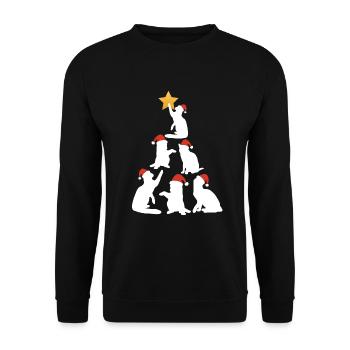 Katze Weihnachten Merry Catmas xmas Katzen - Unisex Pullover - Schwarz - Vorne - Alina (178cm) & Michal (187cm)